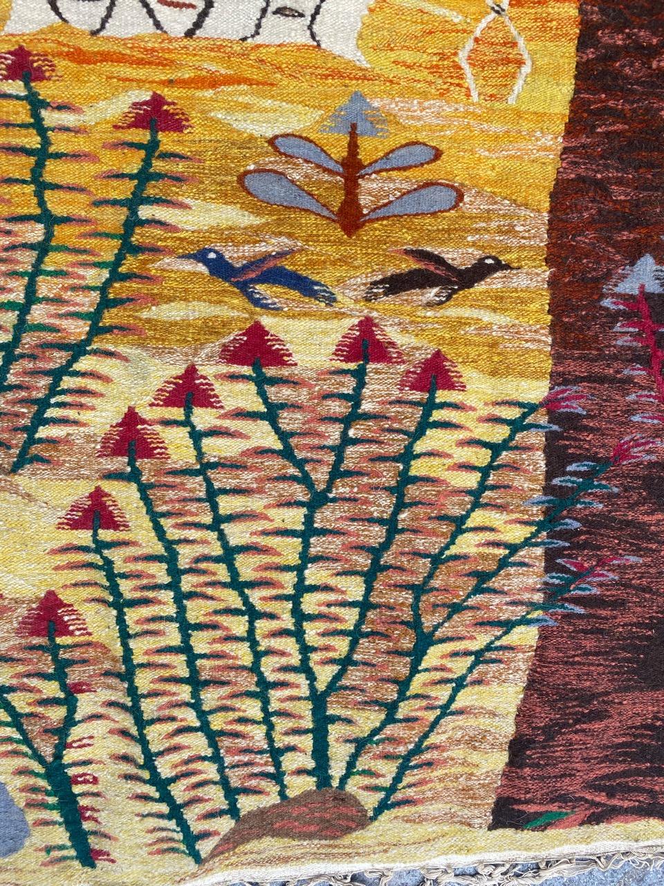 Tissé à la main Bobyrug's Wonderful Vintage Egyptian probably Wissa Wassef Woven Tapestry (Tapisserie tissée égyptienne probablement Wissa Wassef) en vente