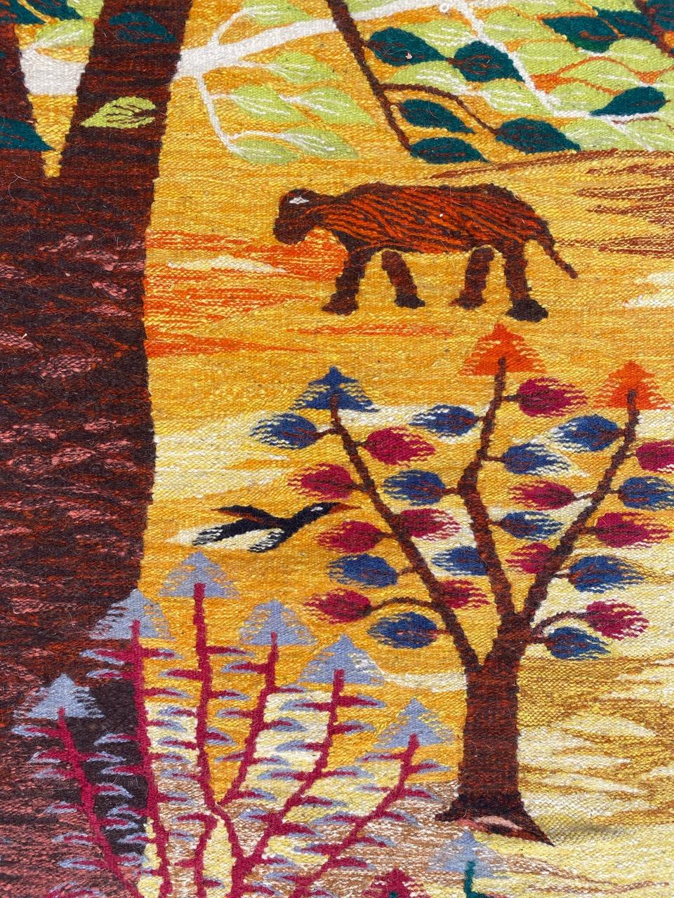 Bobyrug's Wonderful Vintage Egyptian probably Wissa Wassef Woven Tapestry (Tapisserie tissée égyptienne probablement Wissa Wassef) Bon état - En vente à Saint Ouen, FR