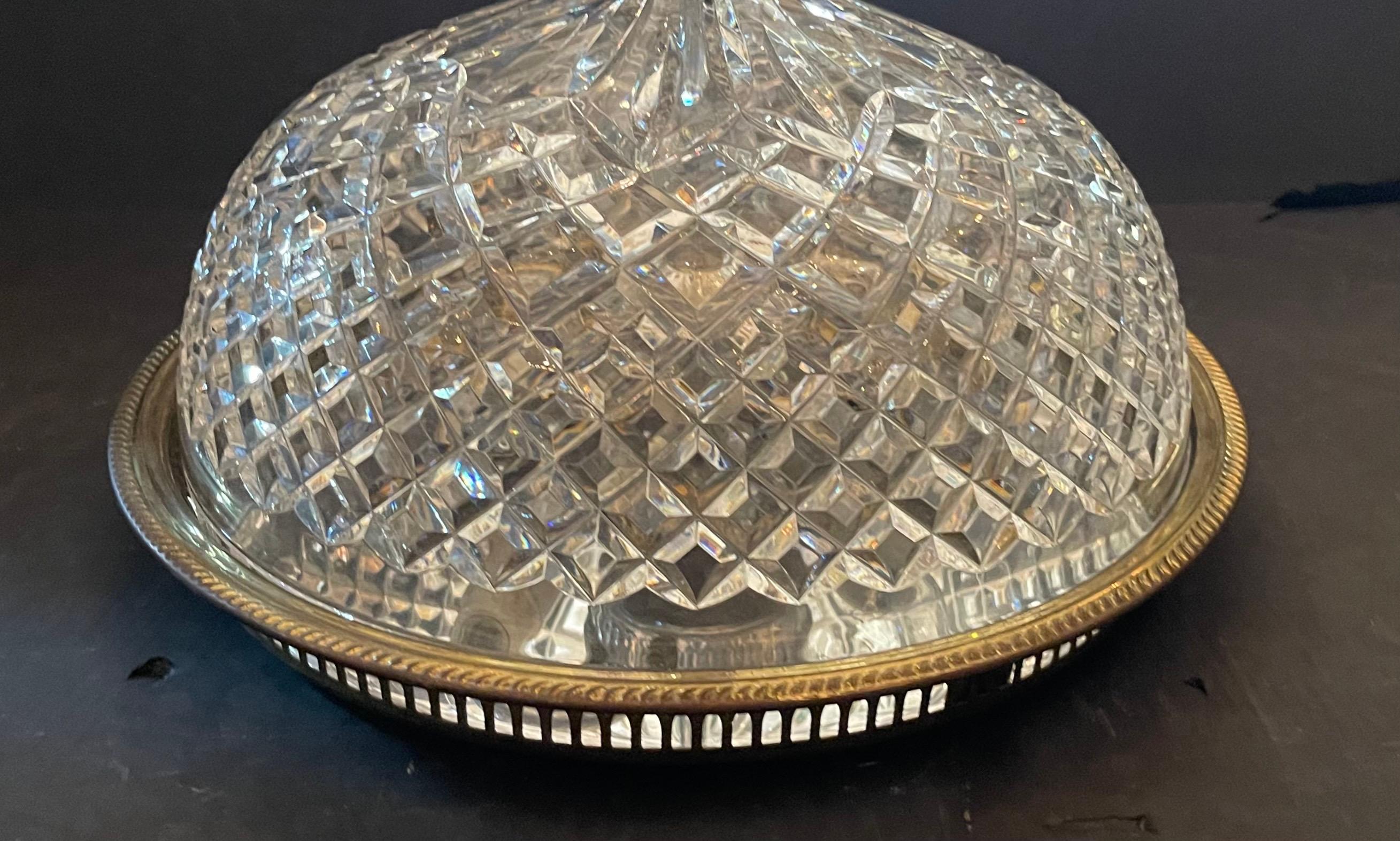 Regency Wonderful Vintage Elegant Waterford Crystal Flush Mount Large Ceiling Fixture