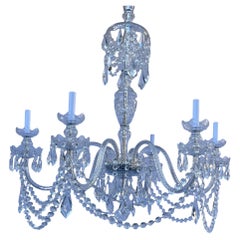 Wonderful Vintage English Georgian Crystal Swag Waterford Silvered Chandelier