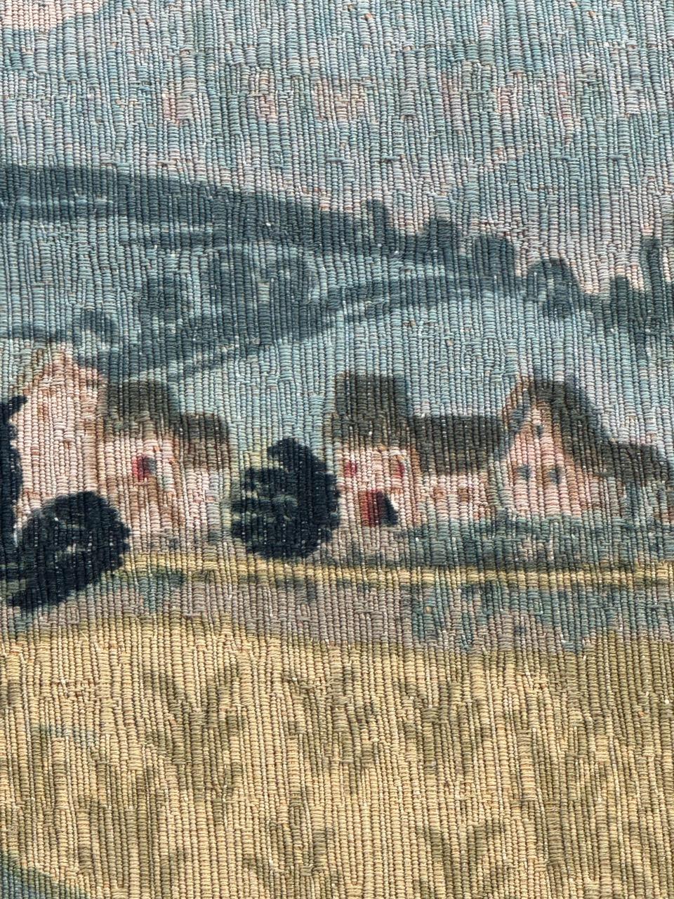 Maravilloso Tapiz Vintage Francés Estilo Aubusson Impreso a Mano 