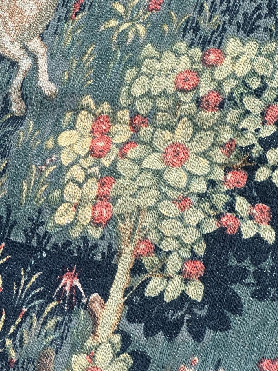 Maravilloso Tapiz Vintage Francés Estilo Aubusson Impreso a Mano 