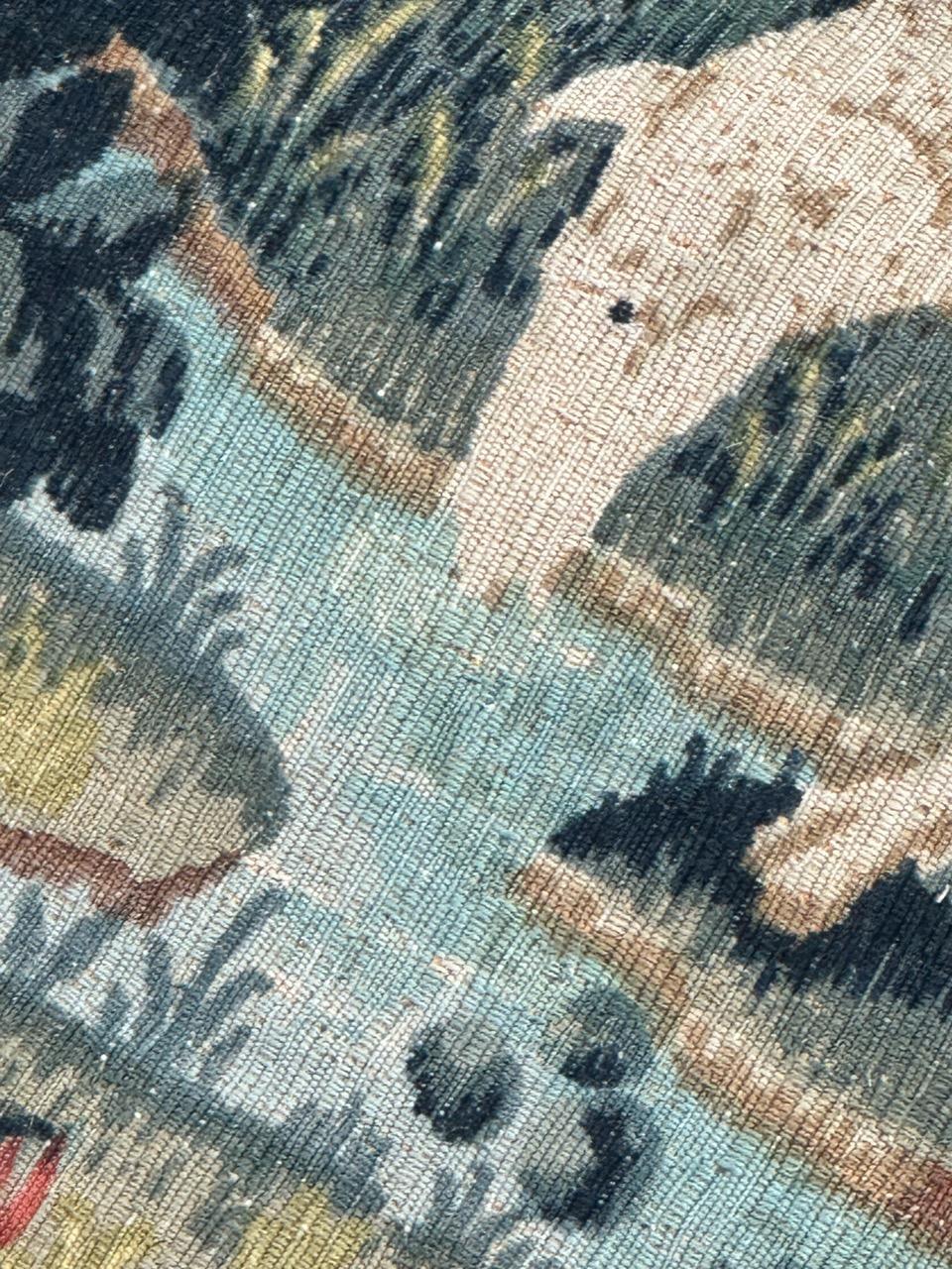 Maravilloso Tapiz Vintage Francés Estilo Aubusson Impreso a Mano 