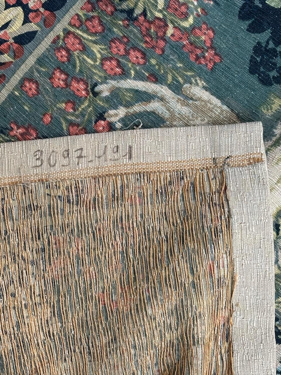 Maravilloso Tapiz Vintage Francés Estilo Aubusson Impreso a Mano 