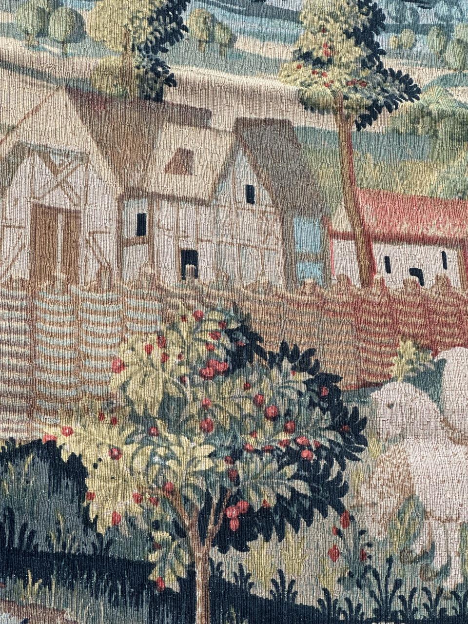 Maravilloso Tapiz Vintage Francés Estilo Aubusson Impreso a Mano 