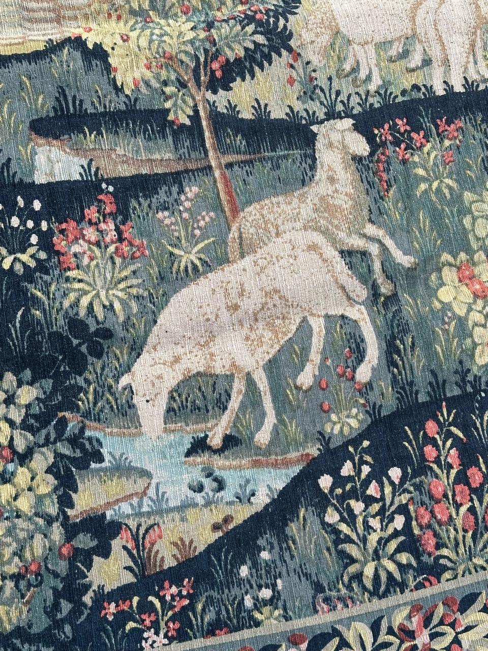 Maravilloso Tapiz Vintage Francés Estilo Aubusson Impreso a Mano 