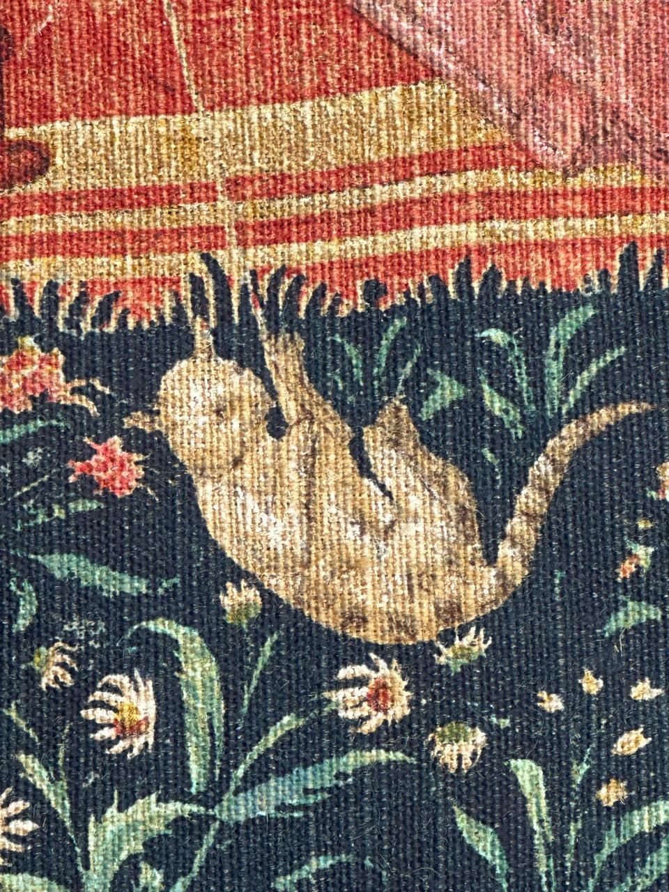 Wunderschöner französischer handbedruckter Vintage-Wandteppich im Aubusson-Stil mit Lesezeichen im Angebot 7