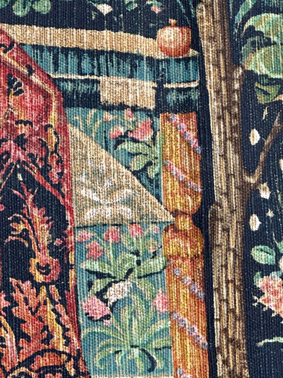 Wunderschöner französischer handbedruckter Vintage-Wandteppich im Aubusson-Stil mit Lesezeichen im Angebot 10