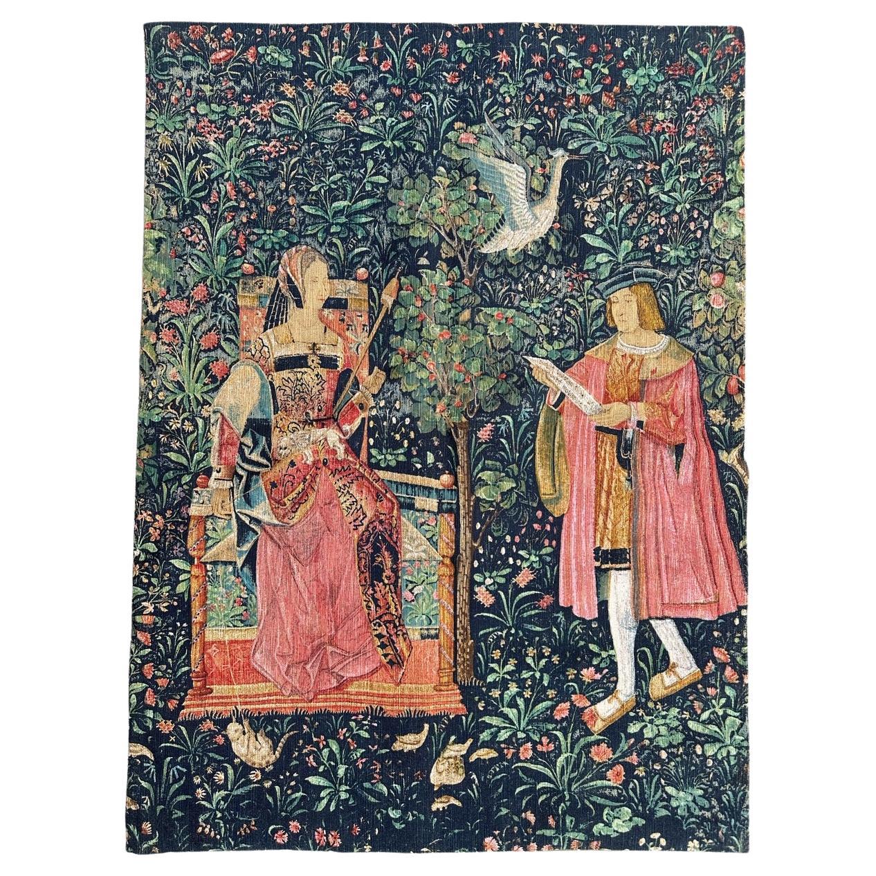 Maravilloso Tapiz Vintage Francés Estilo Aubusson Estampado a Mano " reading"