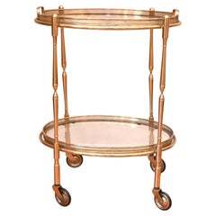 Wonderful Vintage French Bronze Two-Tier Glass Top Bar Cart Gallery Tray Table
