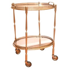 Wonderful Vintage French Bronze Two-Tier Glass Top Bar Cart Gallery Tray Table
