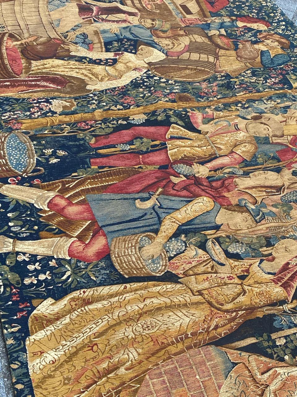 Wonderful Vintage French Hand Printed Tapestry Vendanges Design 11