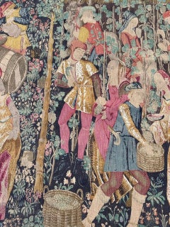 Bobyrug’s Wonderful Vintage French Hand Printed Tapestry Vendanges Design