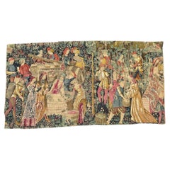 Bobyrug's Wonderful Vintage French Hand Printed Tapestry Vendanges Design