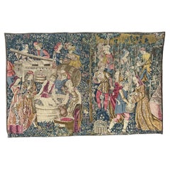 Bobyrug's Wonderful Vintage French Hand Printed Tapestry Vendanges Design