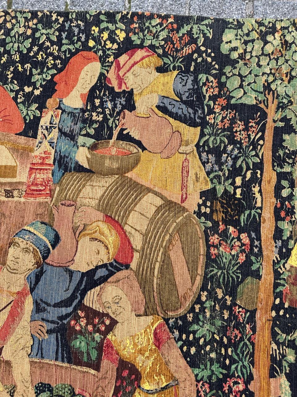 Wonderful Vintage French Hand Printed Tapestry “Vendanges” For Sale 3