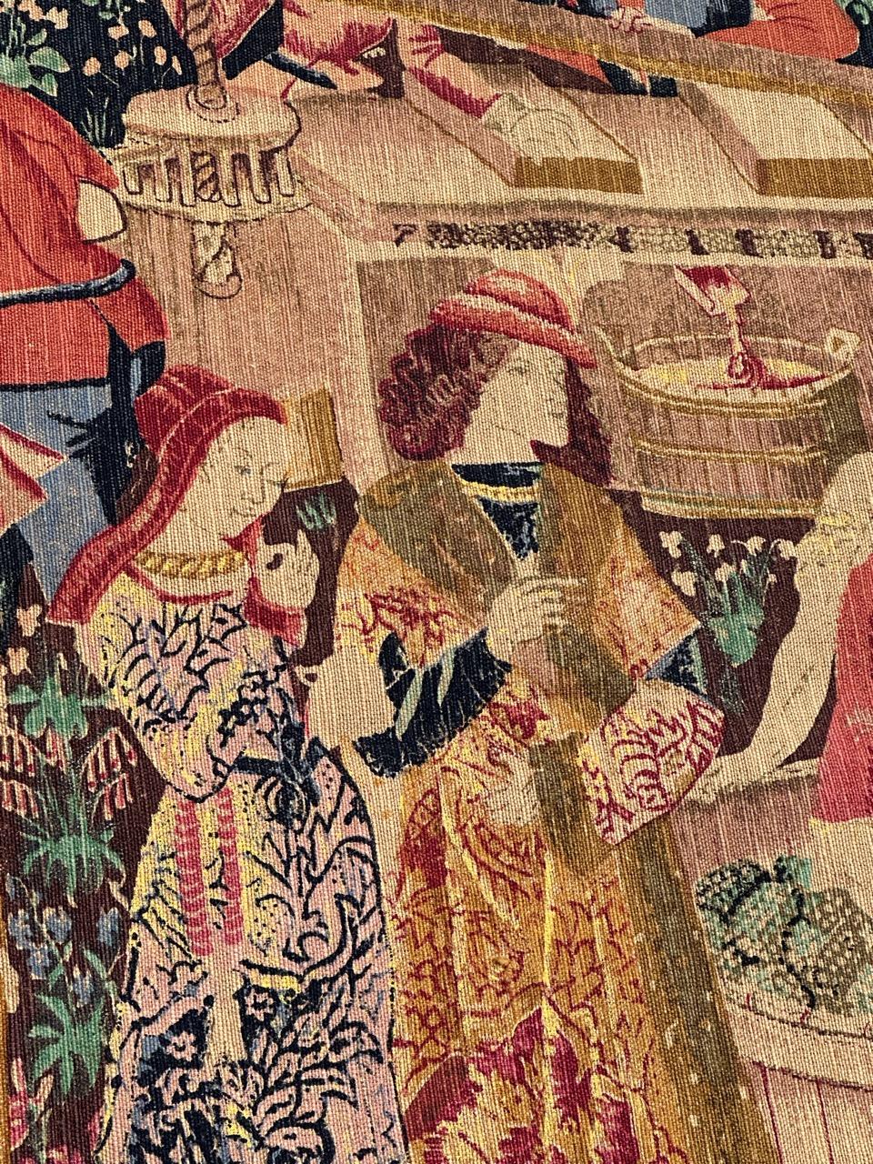 Wonderful Vintage French Hand Printed Tapestry “Vendanges” For Sale 5
