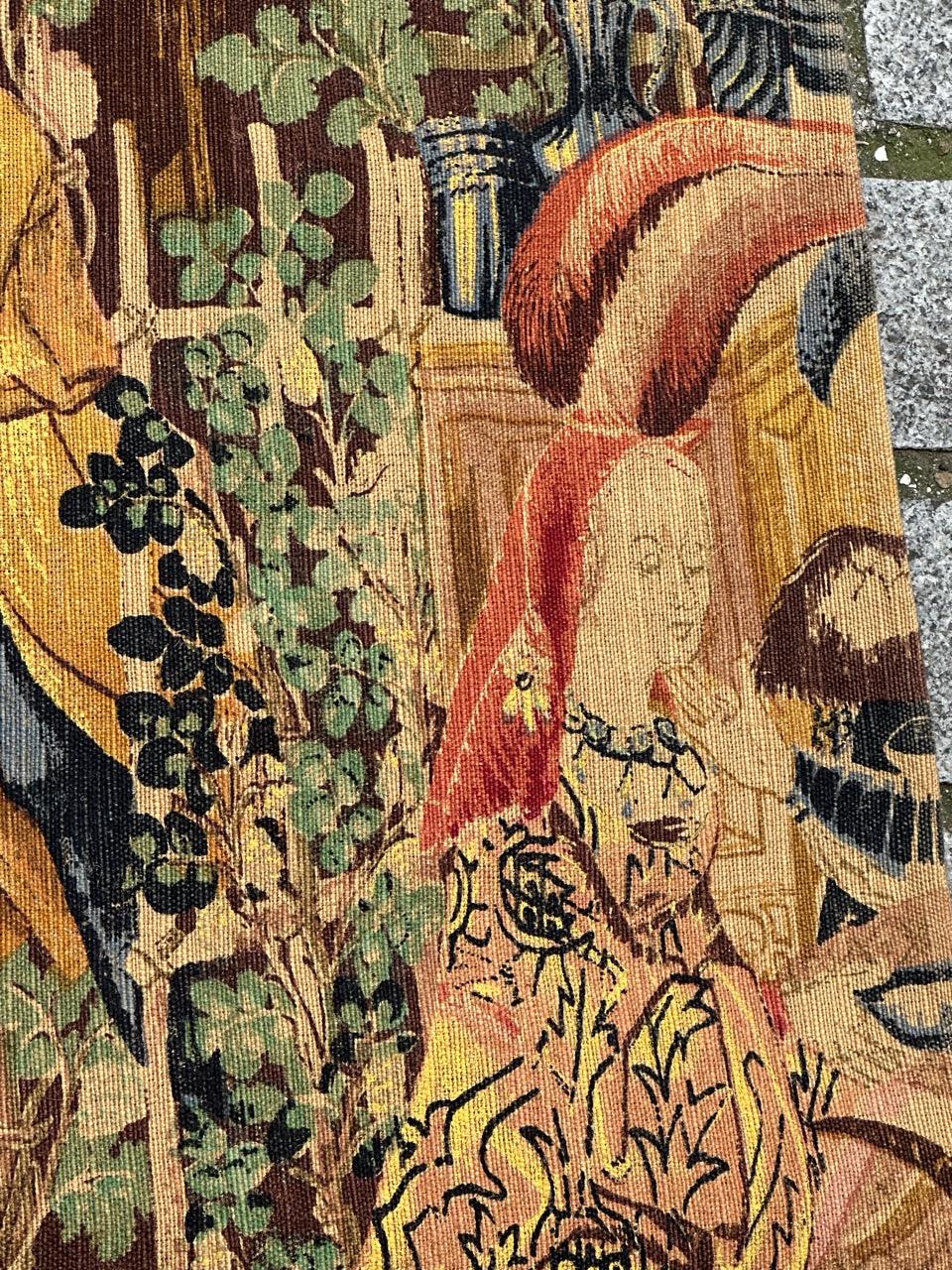 Wonderful Vintage French Hand Printed Tapestry “Vendanges” For Sale 9