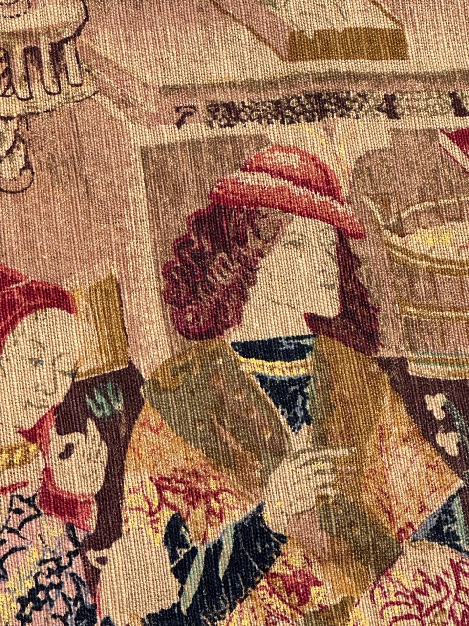 Wonderful Vintage French Hand Printed Tapestry “Vendanges” For Sale 12