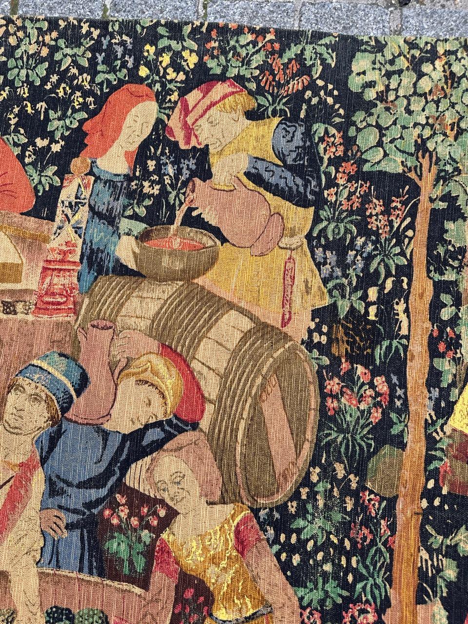 Wonderful Vintage French Hand Printed Tapestry “Vendanges” For Sale 2