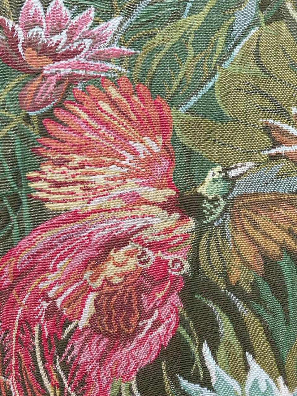 Bobyrug’s Nice vintage french Jaquar tapestry “tropical forest” (Henri Rousseau) For Sale 2