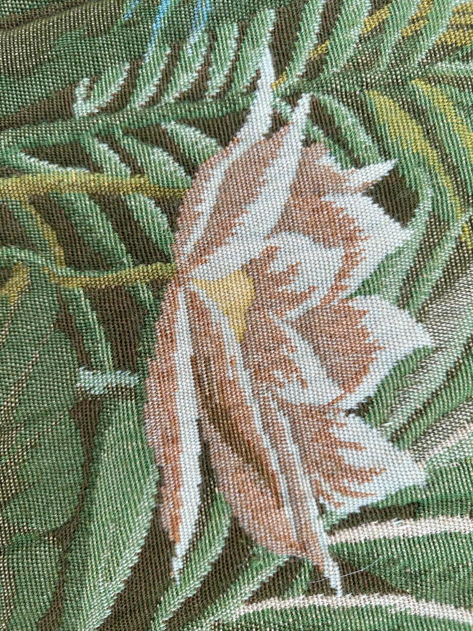 Bobyrug’s Nice vintage french Jaquar tapestry “tropical forest” (Henri Rousseau) For Sale 6