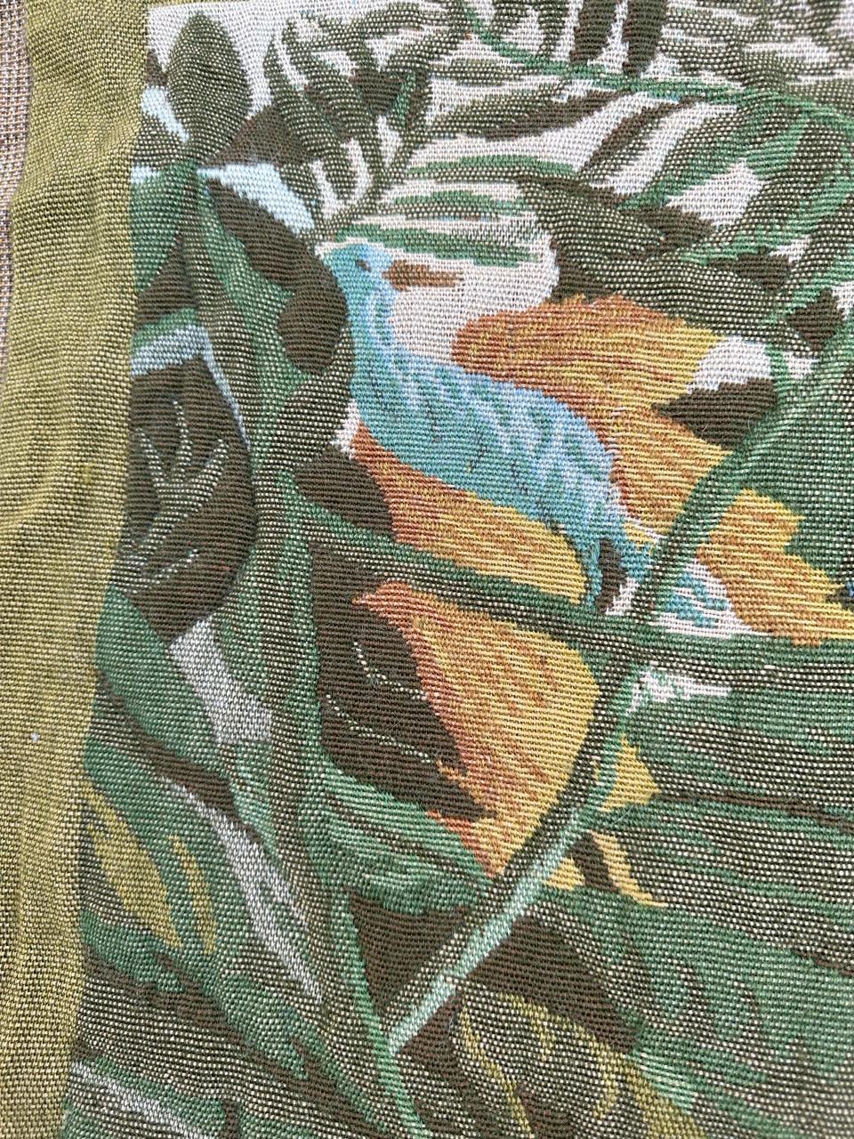 Bobyrug’s Nice vintage french Jaquar tapestry “tropical forest” (Henri Rousseau) For Sale 9