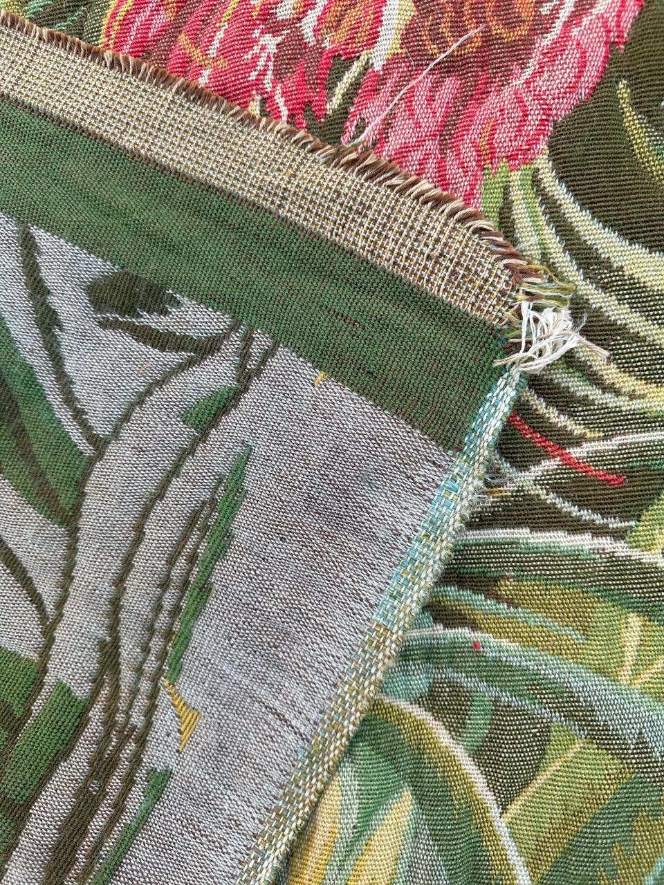 Bobyrug’s Nice vintage french Jaquar tapestry “tropical forest” (Henri Rousseau) For Sale 10