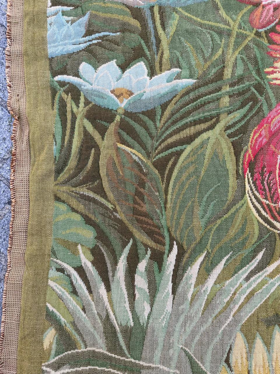 Bobyrug’s Nice vintage french Jaquar tapestry “tropical forest” (Henri Rousseau) In Good Condition For Sale In Saint Ouen, FR