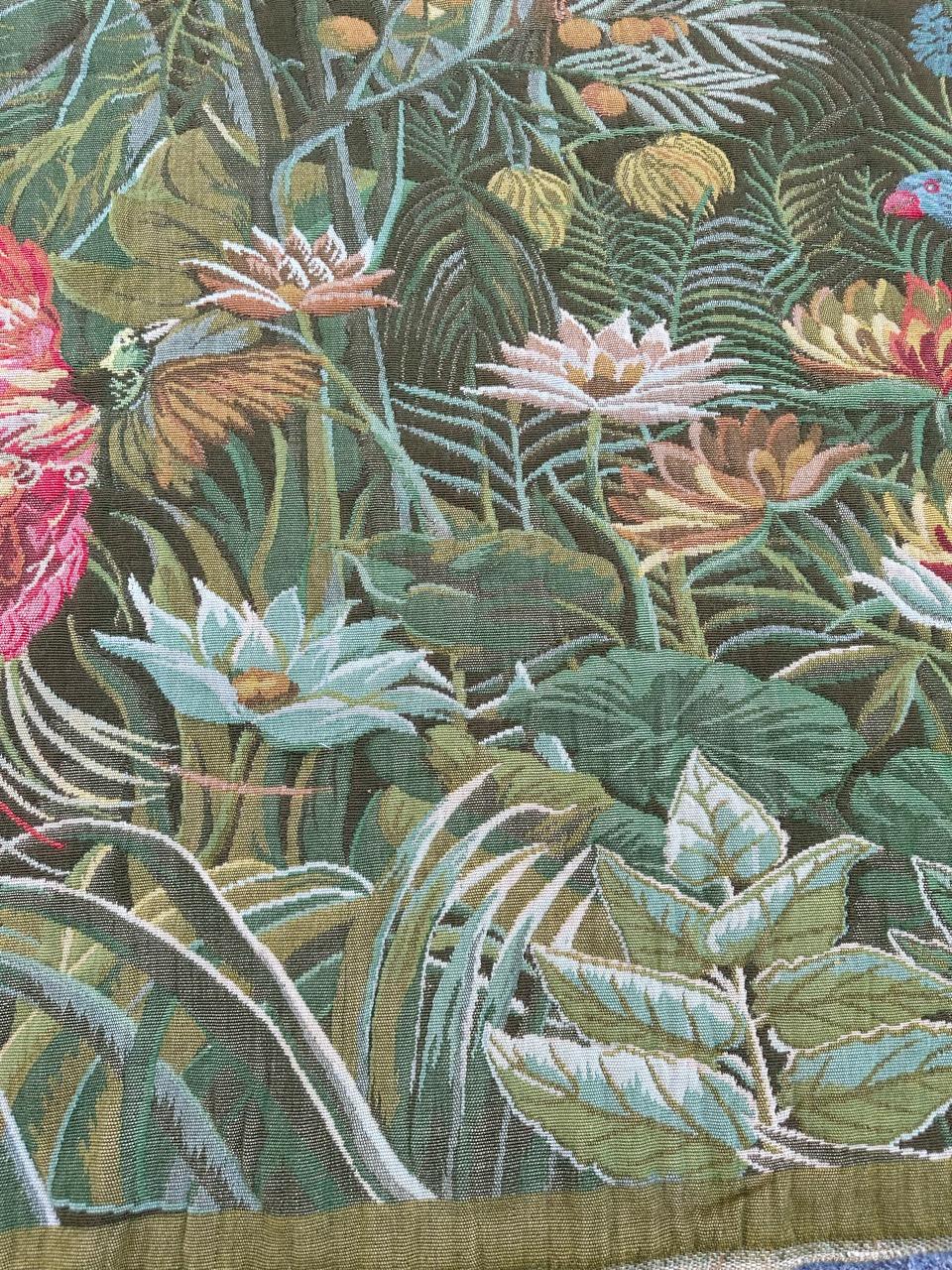Bobyrug's Nice vintage französisch Jaquar Wandteppich tropischen Wald (Henri Rousseau) (20. Jahrhundert) im Angebot