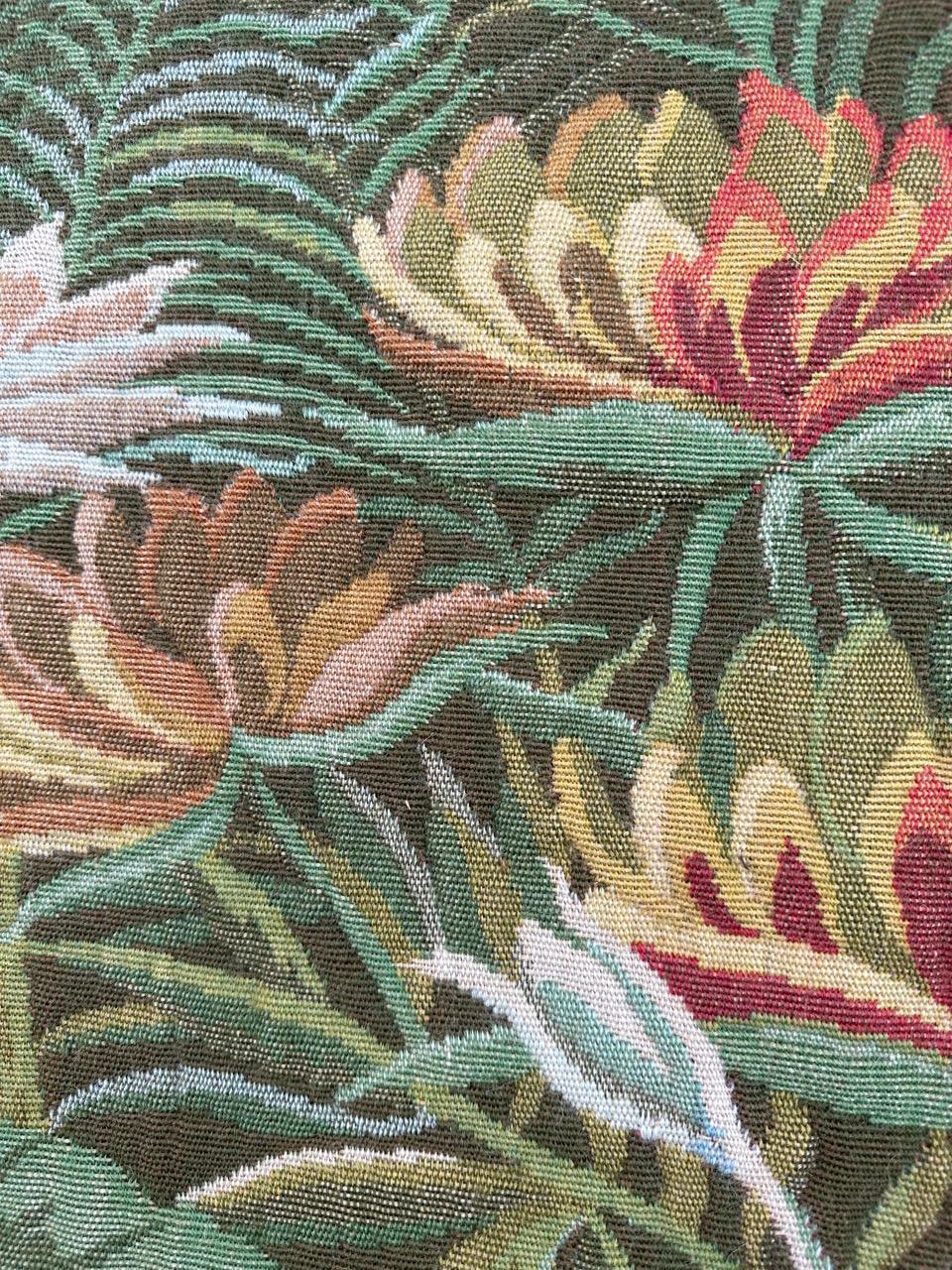 Wool Bobyrug’s Nice vintage french Jaquar tapestry “tropical forest” (Henri Rousseau) For Sale
