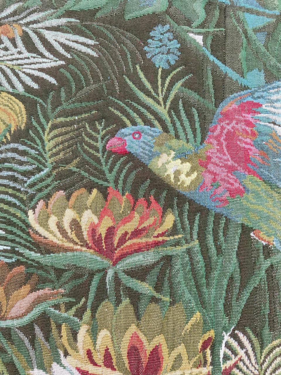 Bobyrug’s Nice vintage french Jaquar tapestry “tropical forest” (Henri Rousseau) For Sale 1