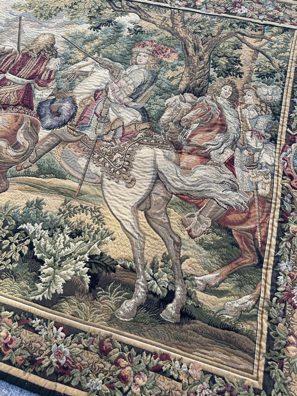 Bobyrug’s Wonderful vintage french Jaquar tapestry with historical design  For Sale 5