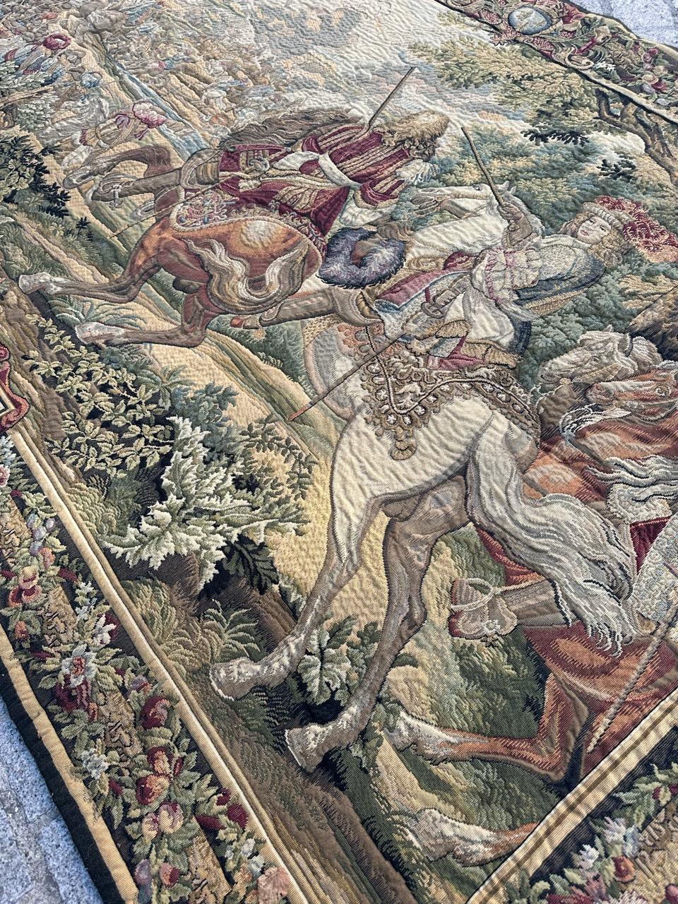 Bobyrug’s Wonderful vintage french Jaquar tapestry with historical design  For Sale 6