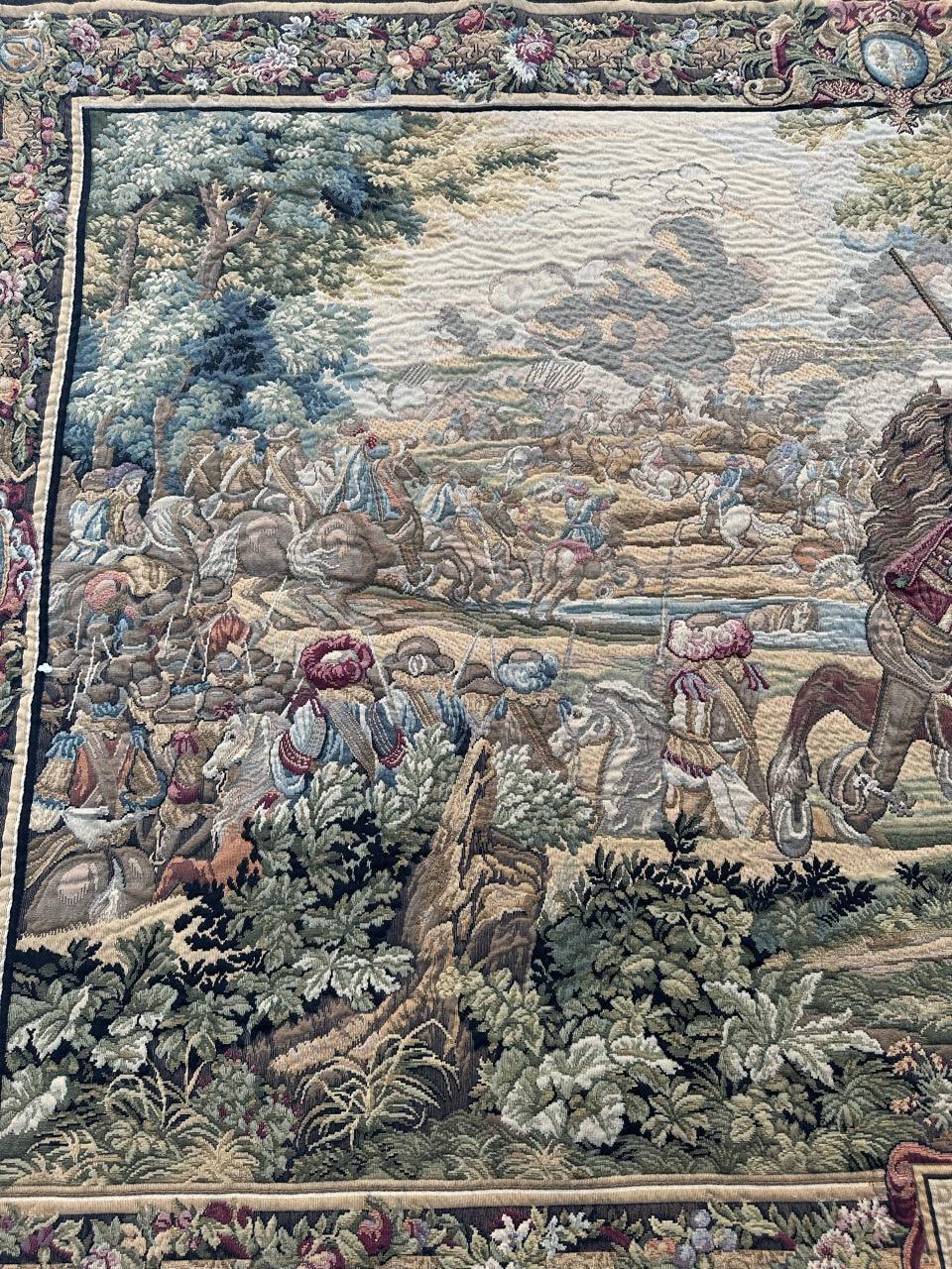 Bobyrug’s Wonderful vintage french Jaquar tapestry with historical design  In Excellent Condition For Sale In Saint Ouen, FR