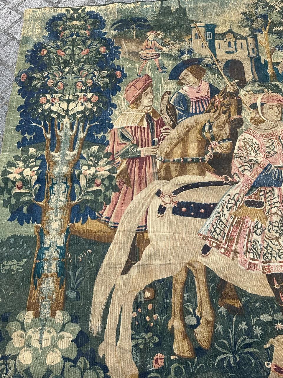 Wonderful Vintage Französisch Bildschirm von Hand gedruckt Tapestry 