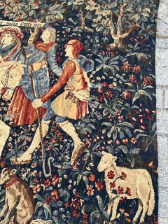 Maravilloso Tapiz Vintage francés serigrafiado a mano