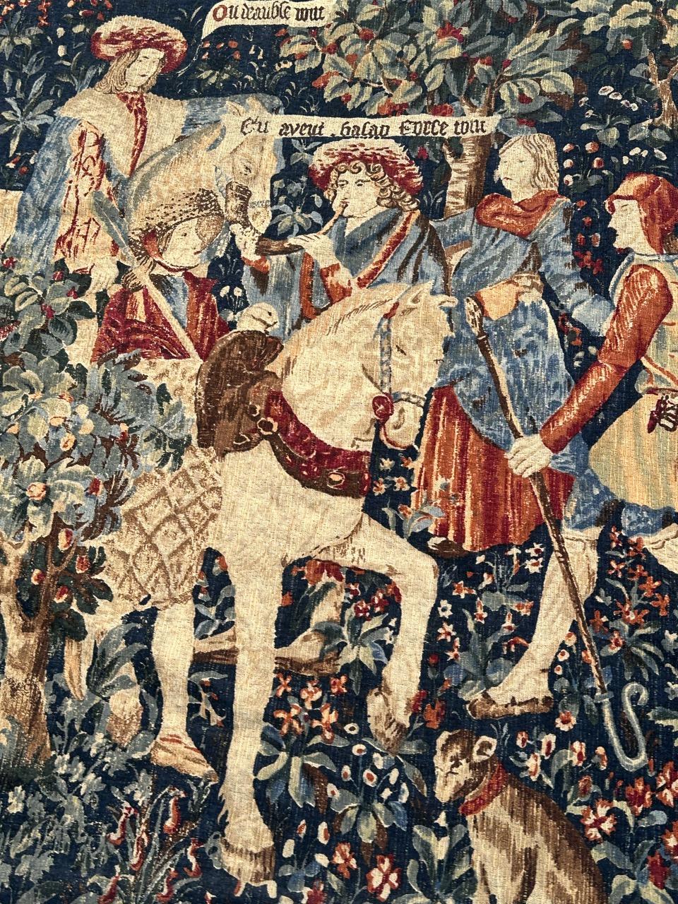 Wunderschöne Vintage Französisch Bildschirm von Hand gedruckt Tapisserie (Mittelalterlich) im Angebot