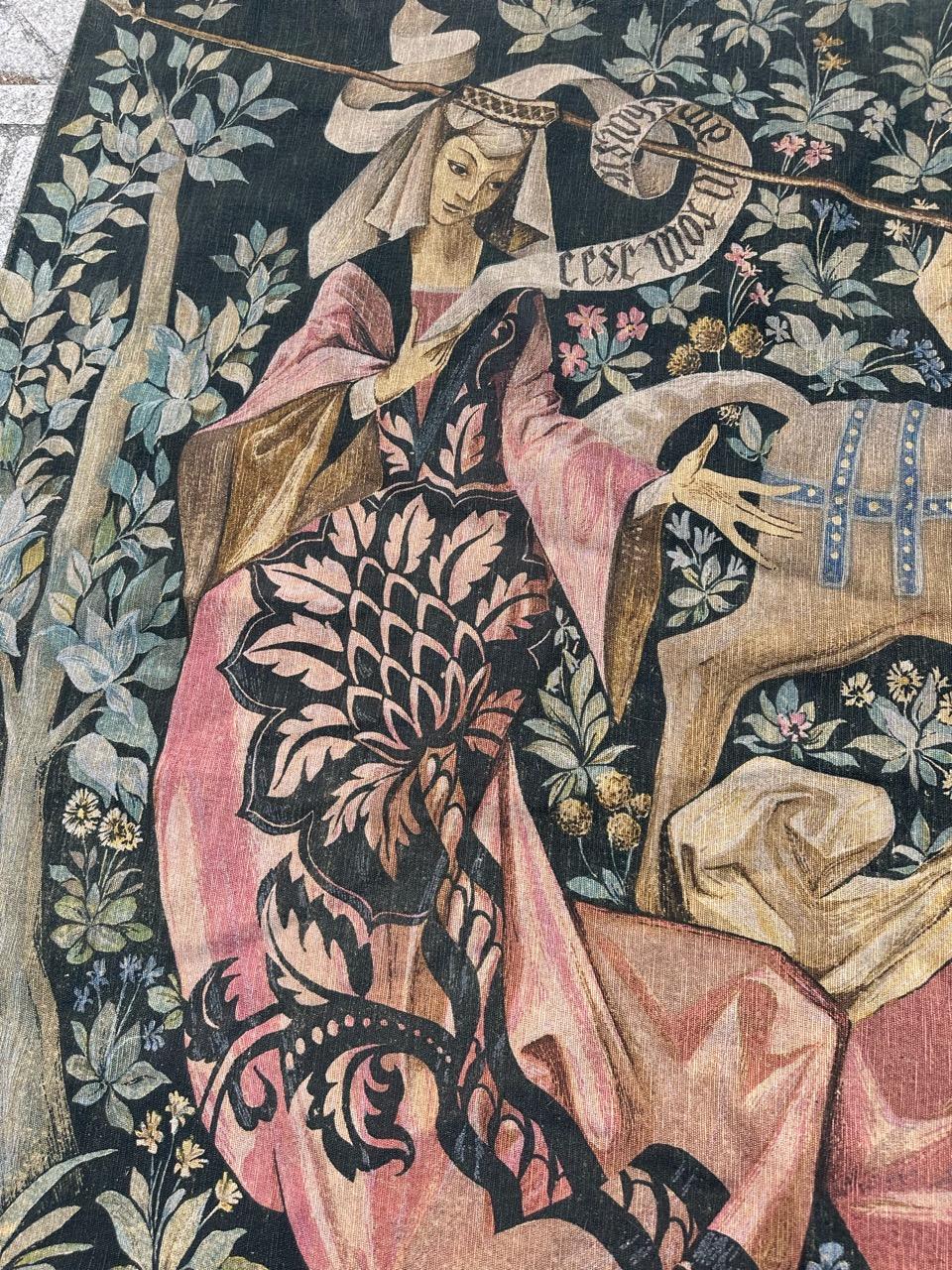 Wunderschöne Vintage Französisch Bildschirm von Hand gedruckt Tapisserie (Handbemalt) im Angebot