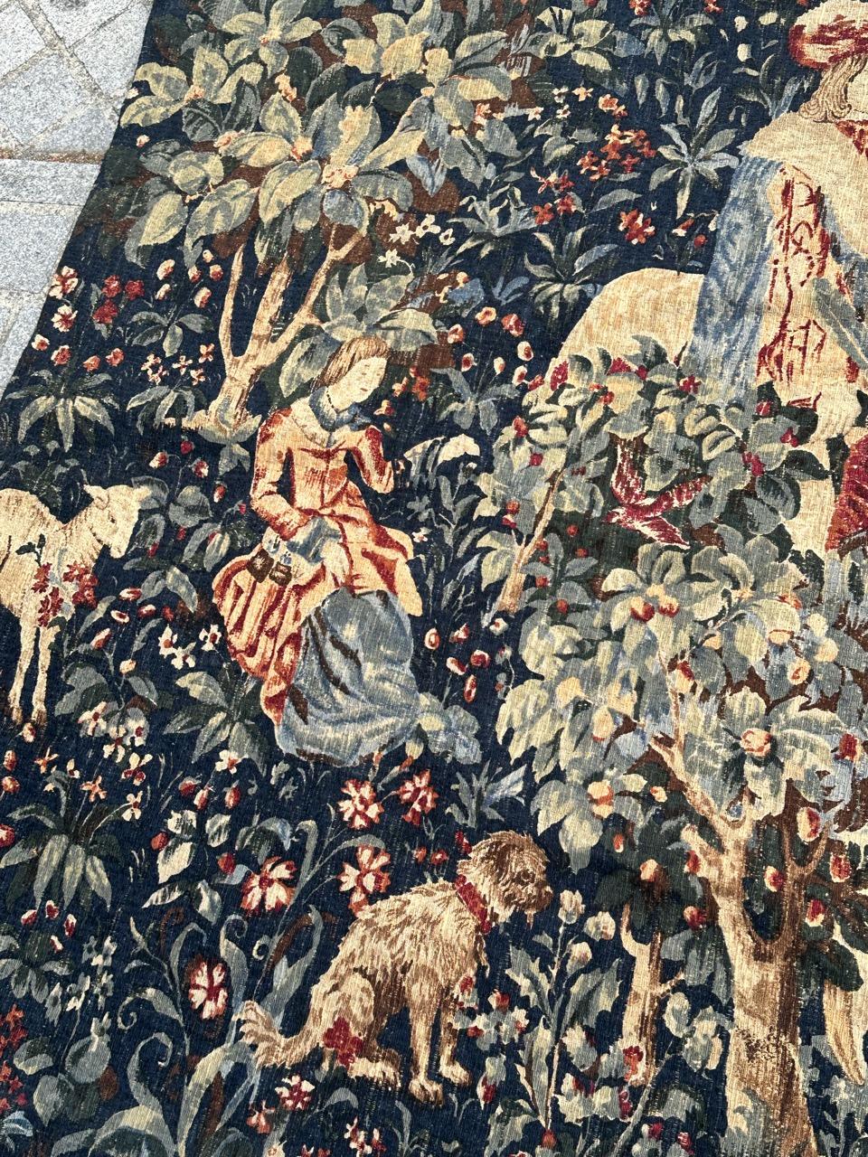 Wunderschöne Vintage Französisch Bildschirm von Hand gedruckt Tapisserie (Handbemalt) im Angebot