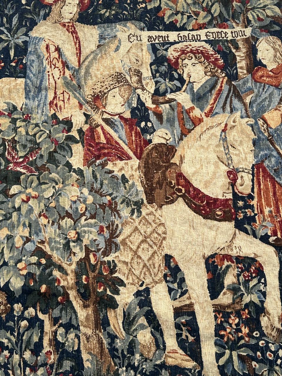 Wunderschöne Vintage Französisch Bildschirm von Hand gedruckt Tapisserie im Zustand „Gut“ im Angebot in Saint Ouen, FR