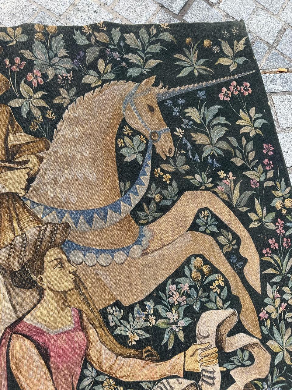 Wunderschöne Vintage Französisch Bildschirm von Hand gedruckt Tapisserie (20. Jahrhundert) im Angebot