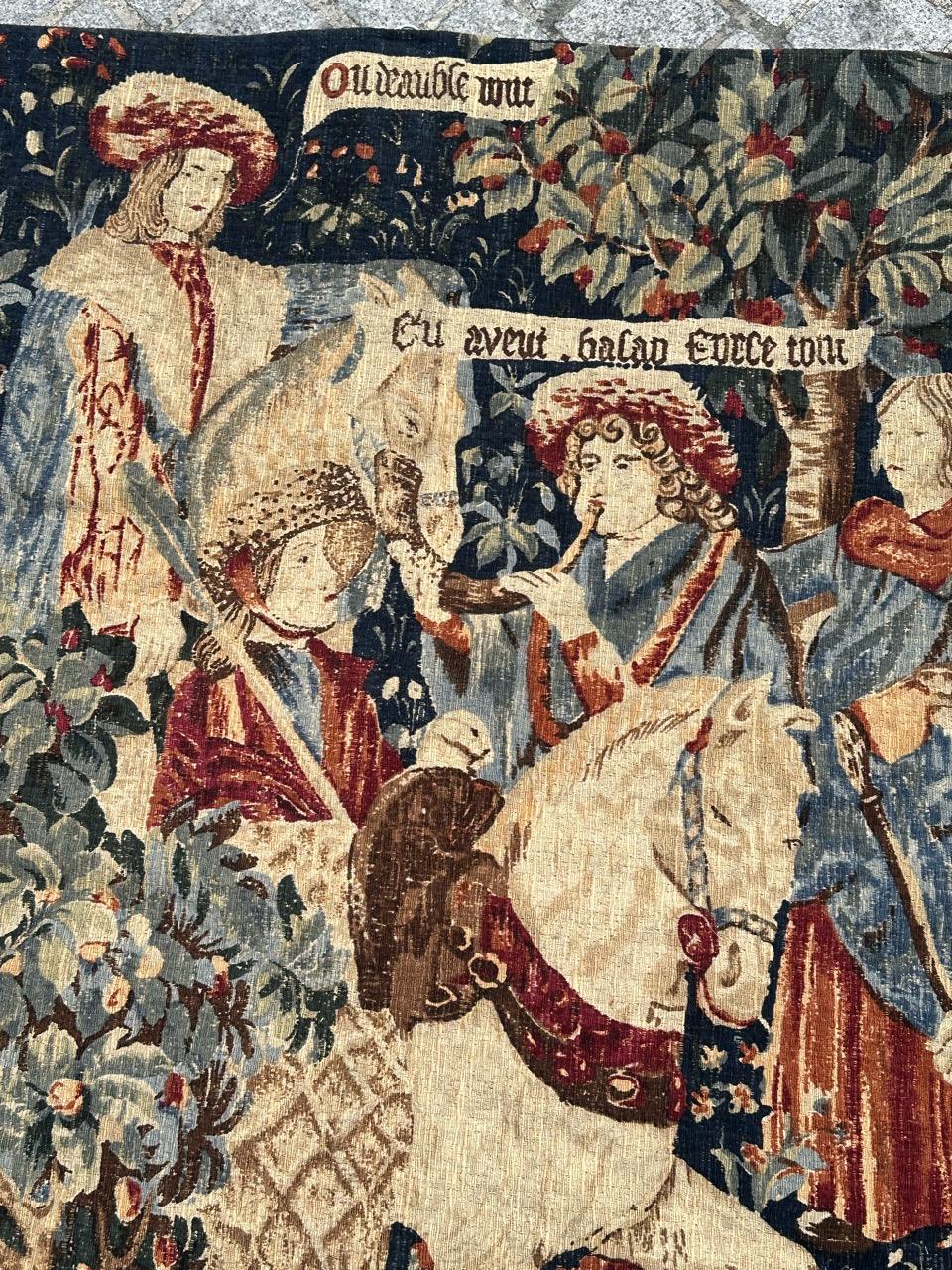 Wunderschöne Vintage Französisch Bildschirm von Hand gedruckt Tapisserie (Wolle) im Angebot