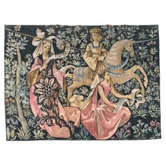 Wonderful Vintage French screen printed by hand Tapestry