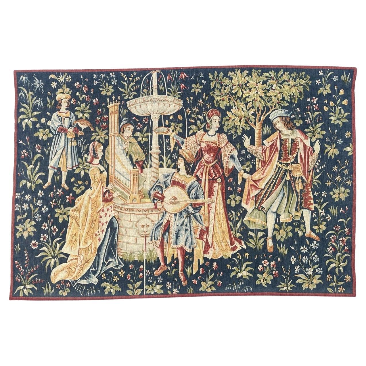Merveilleuse tapisserie sérigraphiée à la main "concert de fontaines". en vente