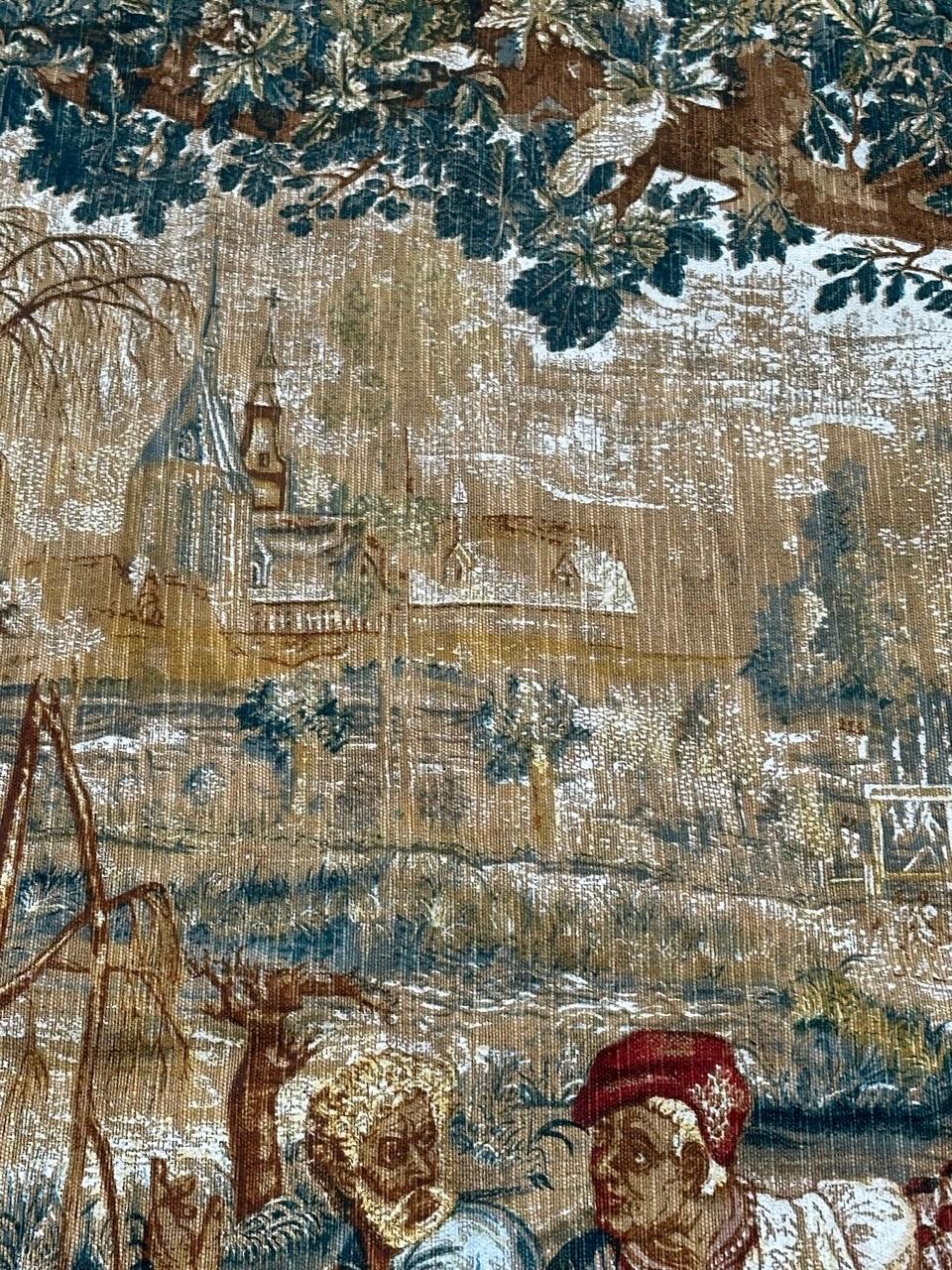Wunderschöne Vintage Französisch Siebdruck von Hand Tapisserie 
