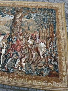 Merveilleuse Tapisserie Vintage Française sérigraphiée à la main " La Chasse de Maximilian "
