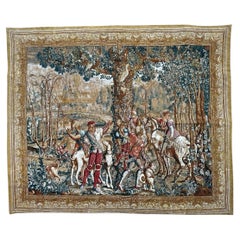Wonderful Vintage French screen printed by hand Tapestry « Maximilian's Hunt »