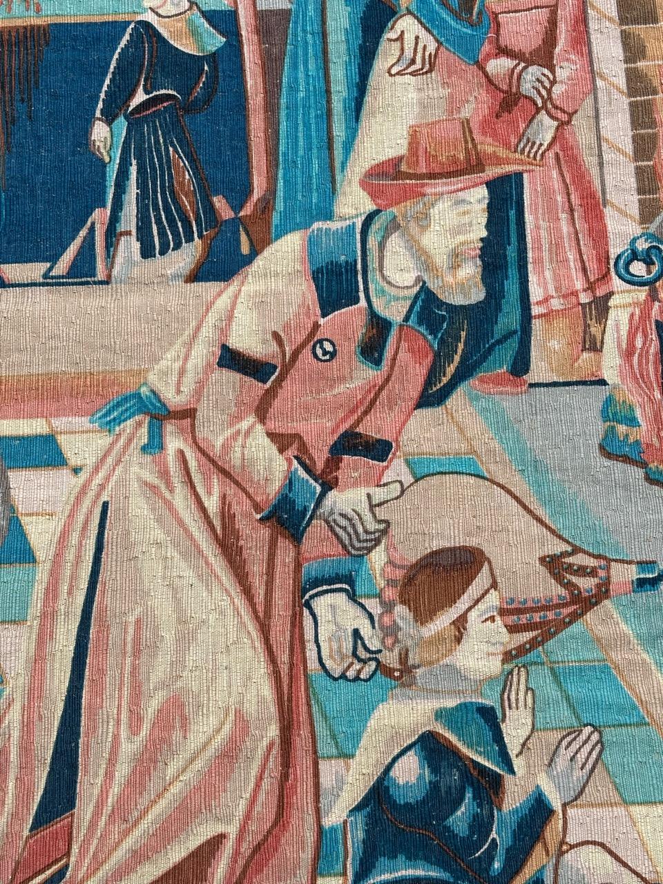 20ième siècle Merveilleuse tapisserie sérigraphiée à la main 