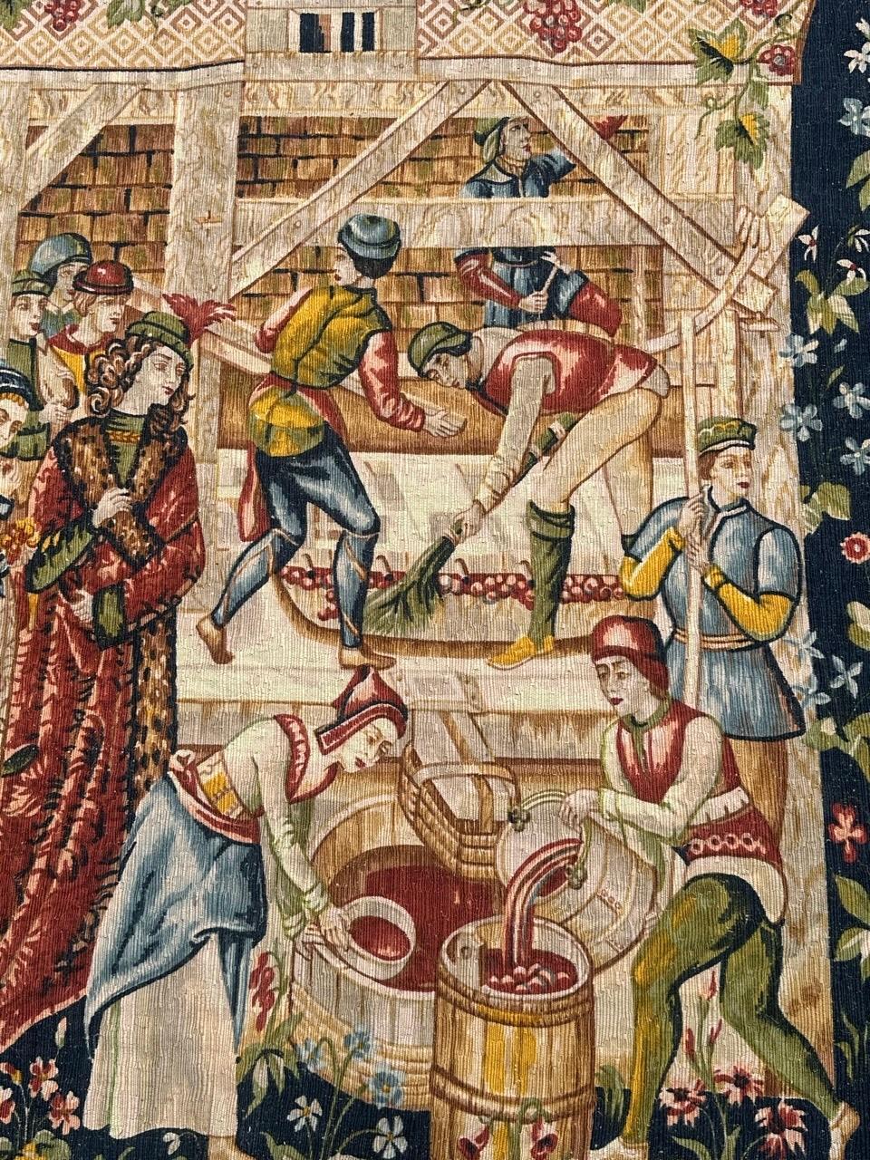 Wunderschöne Vintage Französisch Bildschirm von Hand gedruckt Tapisserie 